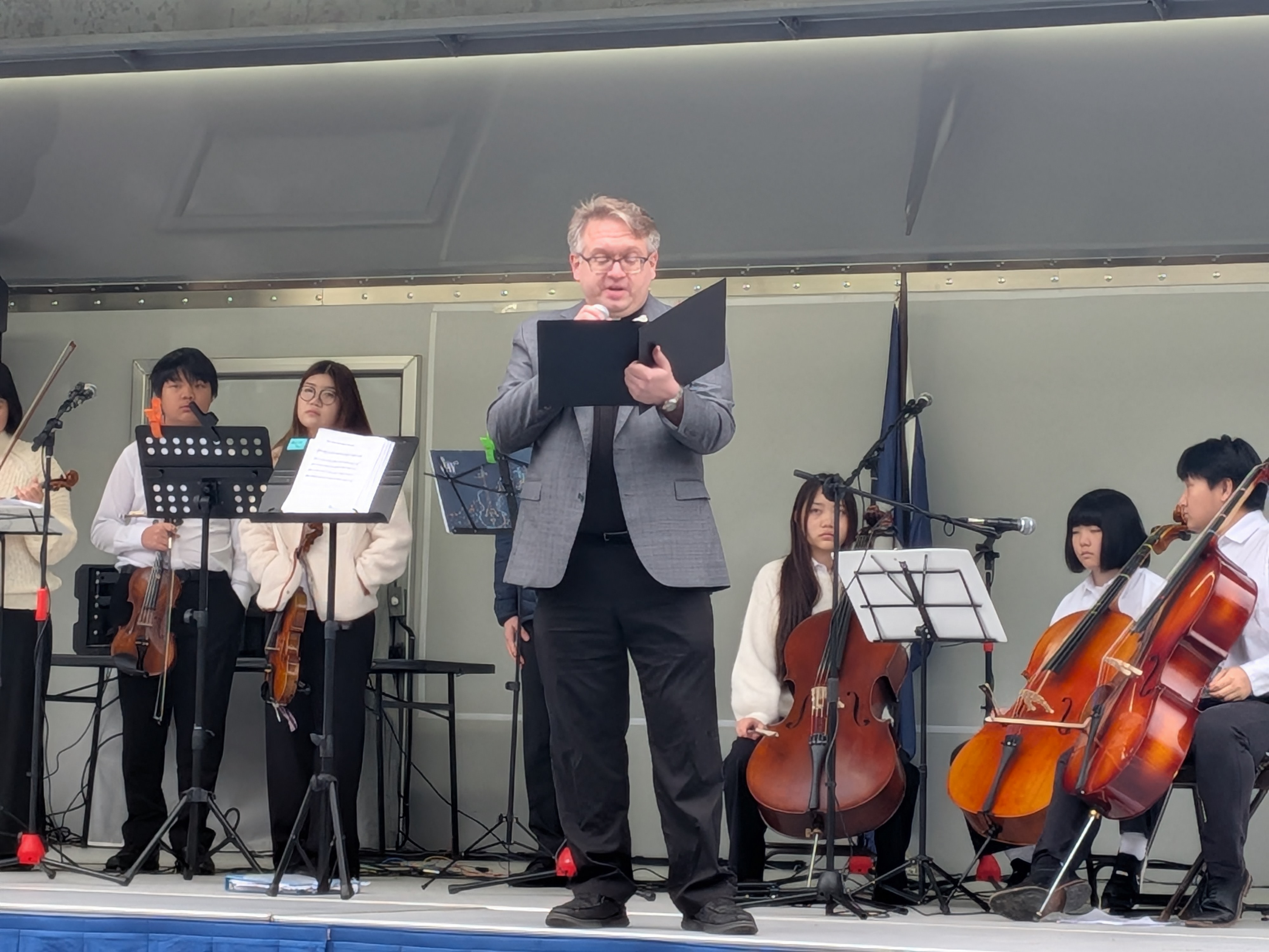 Invocation Centreville Day Kevin gives invocation on stage at Centreville Day 2026